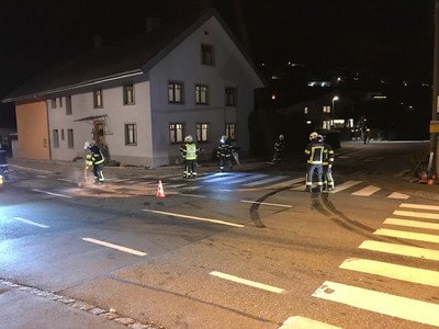 Einsatz 08-2018: f1 röthis walgaustraße [TECHN.EINSATZ] ölspur nach v.u - polizei vor ort